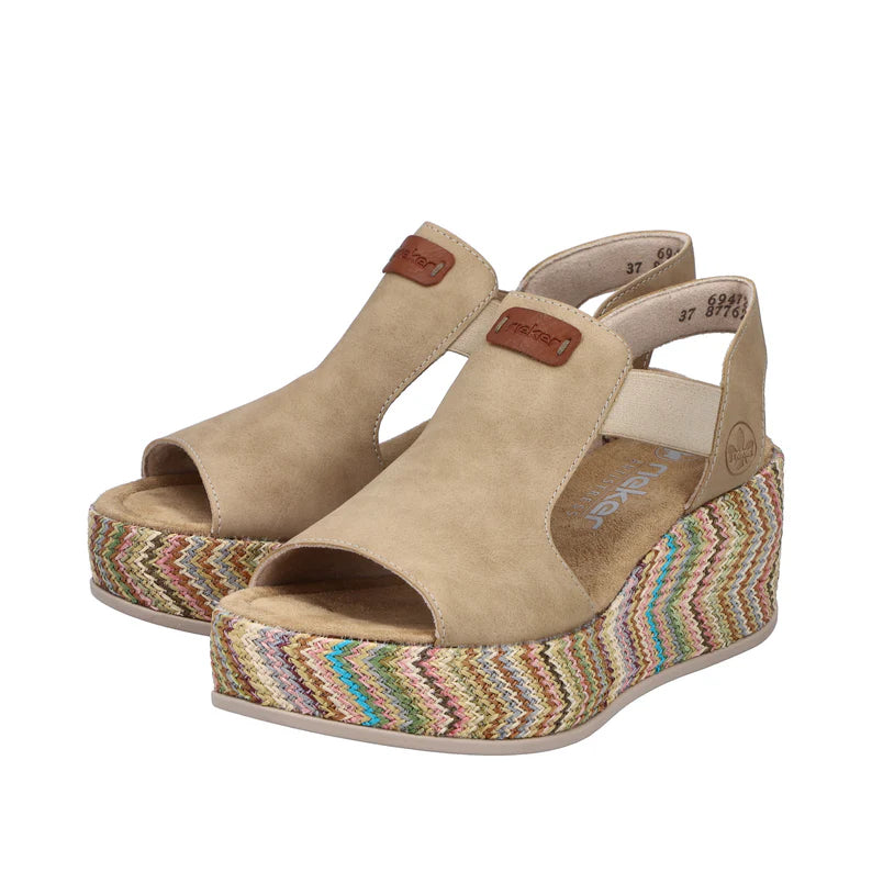 Rieker Wedge Sandal- Tan