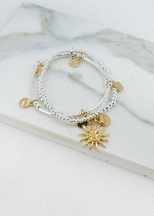 Envy Bracelet stack with Sun and Disc Charms - 4804