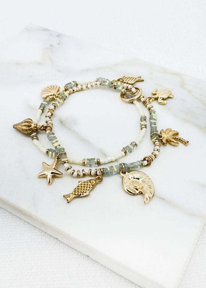 Envy Gold Costal Inspired Double Layered Beaded Bracelet