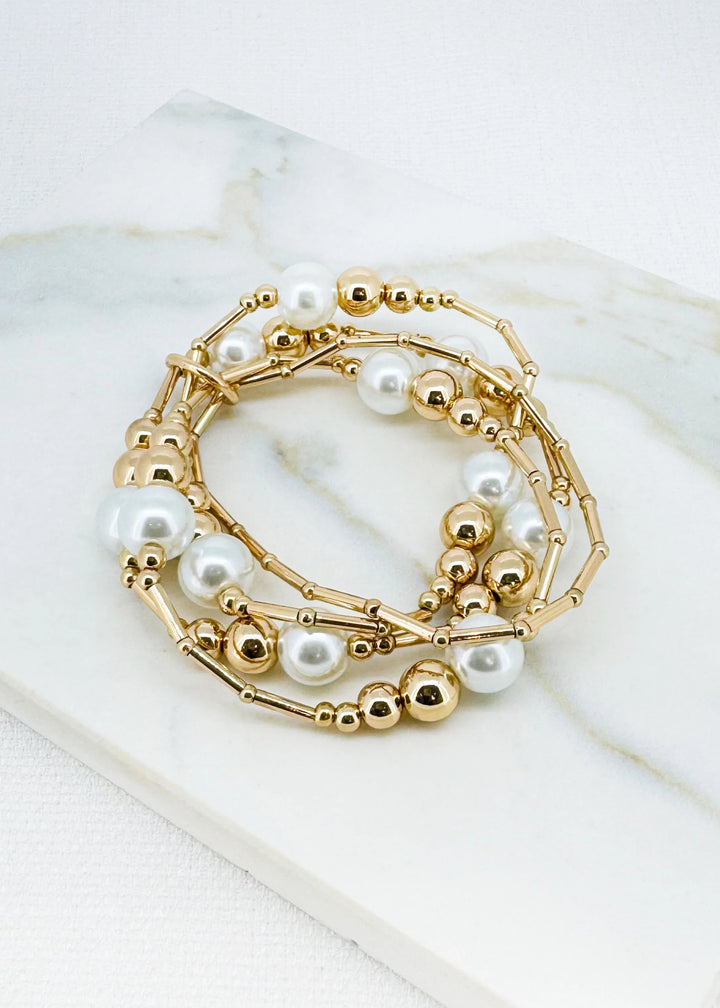 Envy Layered Gold And Pearl Bracelet - 4826
