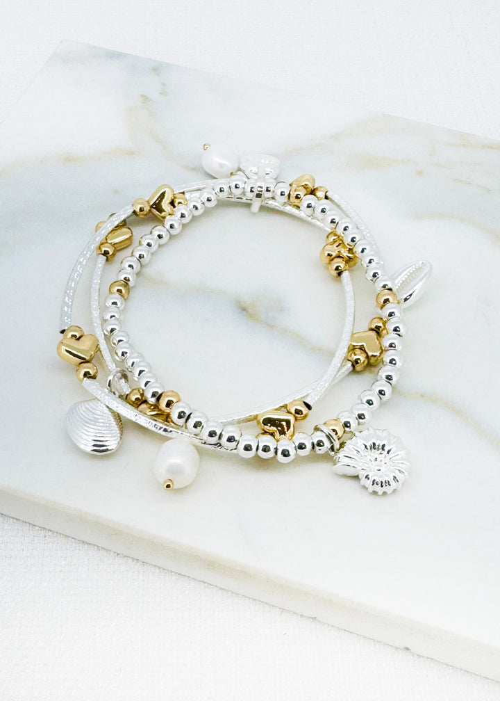 Envy Costal Inspired Triple Layered Silver Bracelet