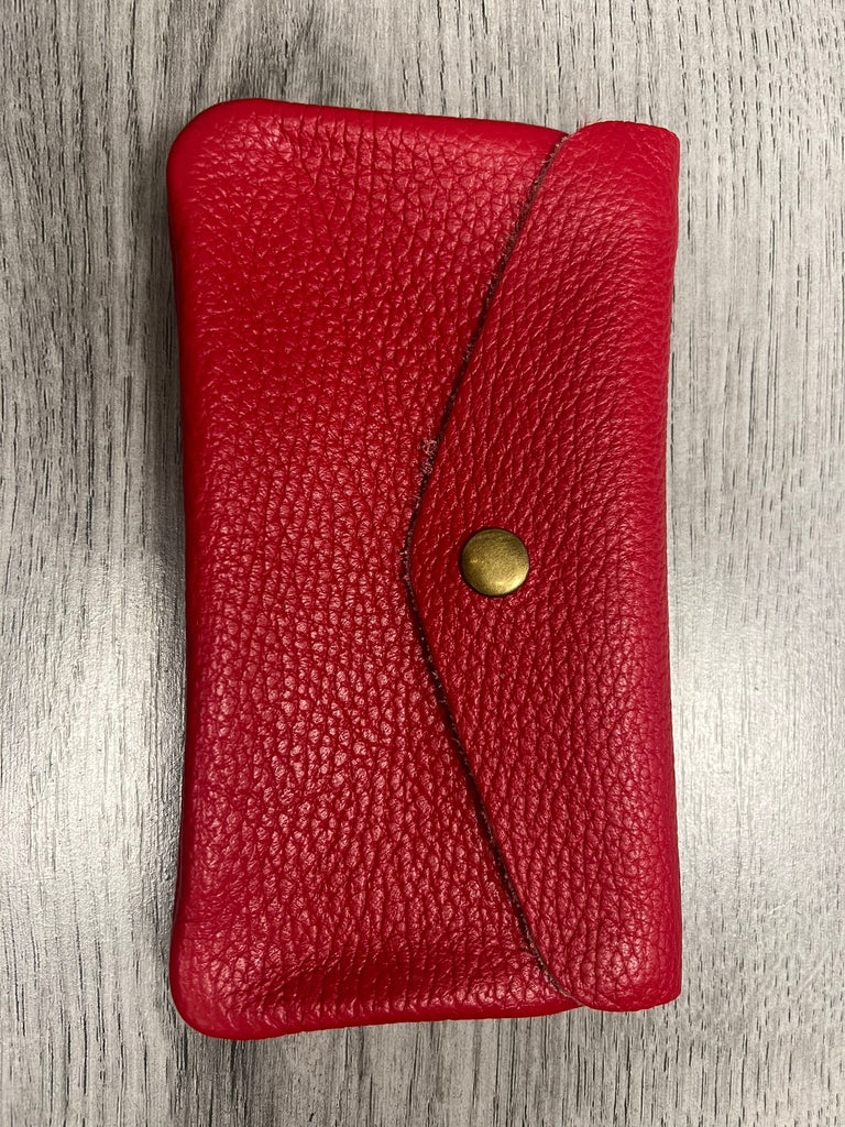 Italian leather button purse- large