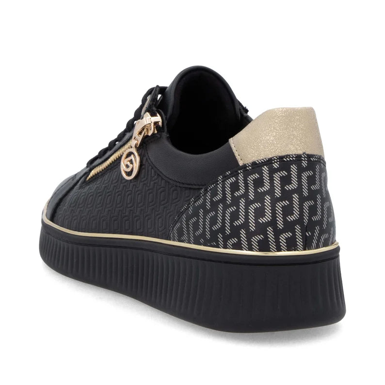 Remonte Black and Gold Zip Trainers- D2E00-03
