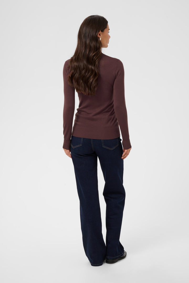 Kaffe Astrid Roll Neck Long Sleeve Top- Fudge