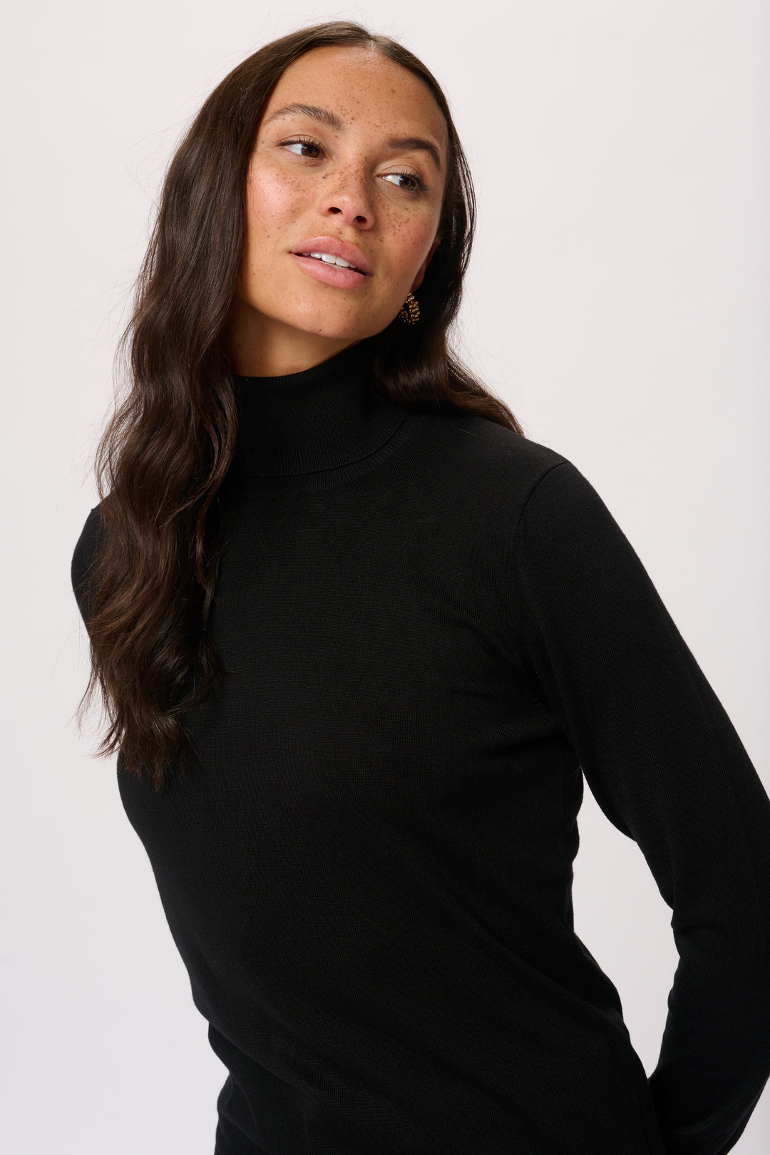 Kaffe Astrid Roll Neck Long Sleeve Top- Black