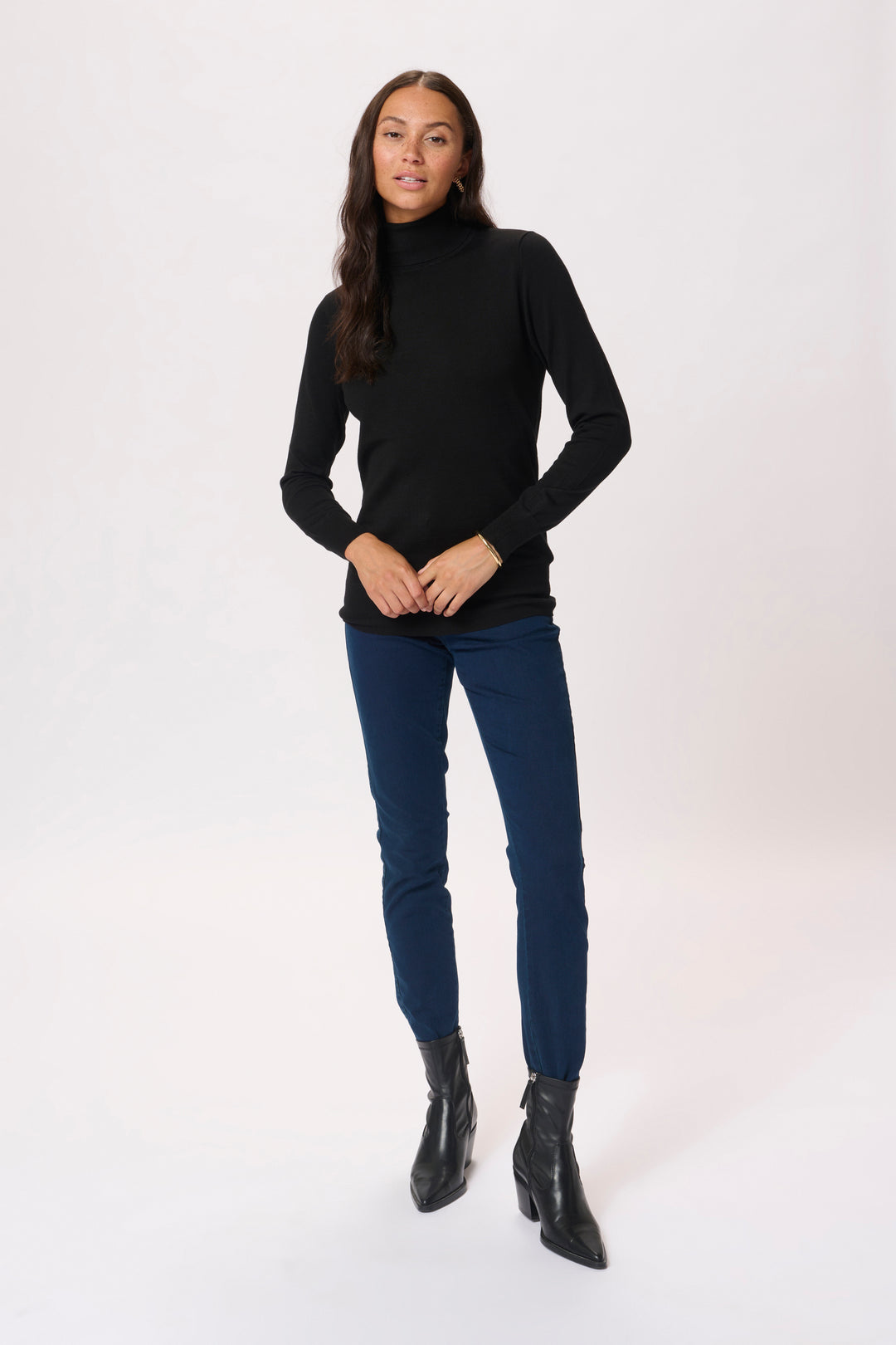 Kaffe Astrid Roll Neck Long Sleeve Top- Black