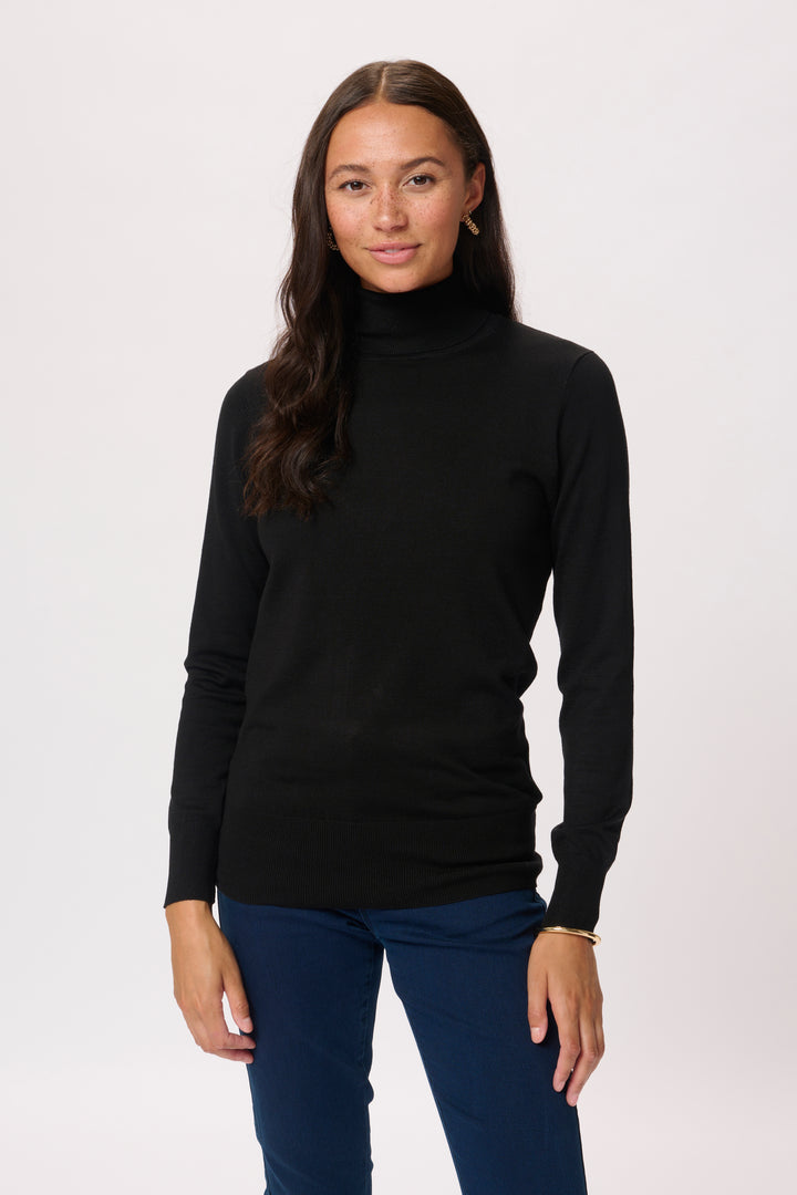 Kaffe Astrid Roll Neck Long Sleeve Top- Black