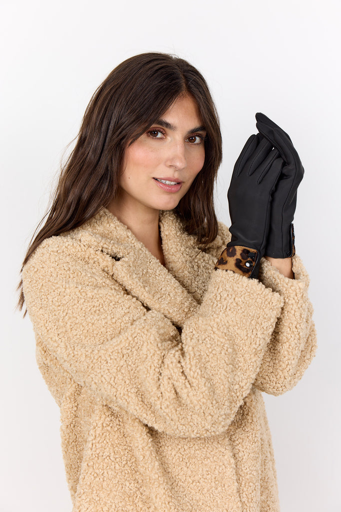 Soya Concept - Black And Animal Print Gloves