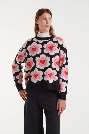 Compania Fantastica Jacquard Knit Sweater- Sweetheart Print