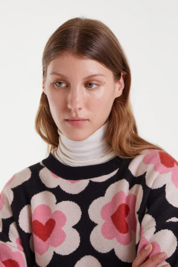 Compania Fantastica Jacquard Knit Sweater- Sweetheart Print
