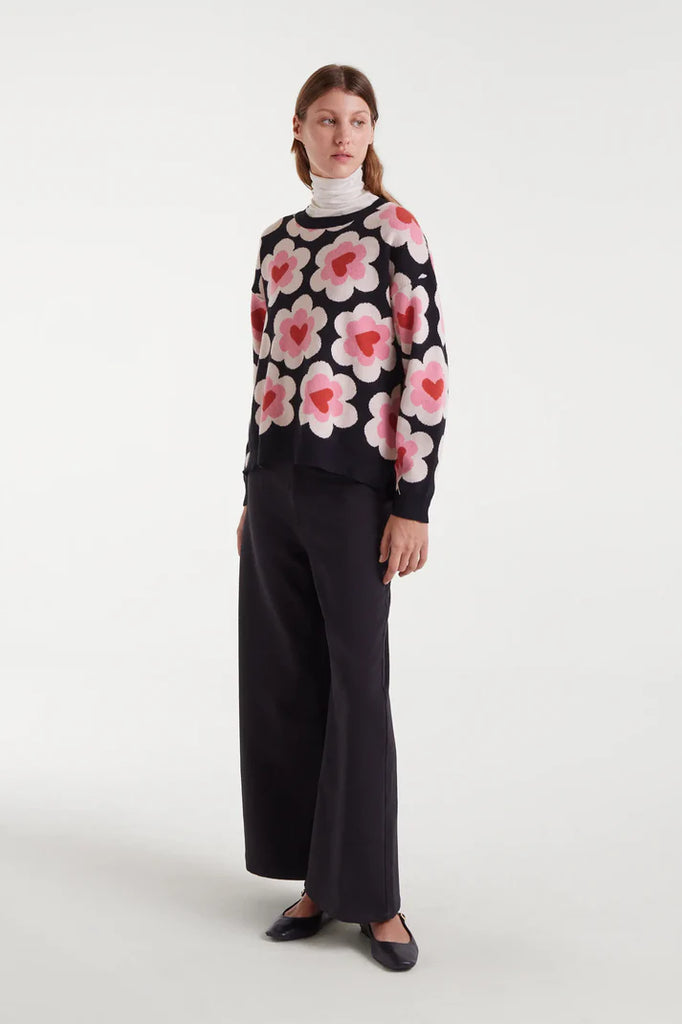 Compania Fantastica Jacquard Knit Sweater- Sweetheart Print