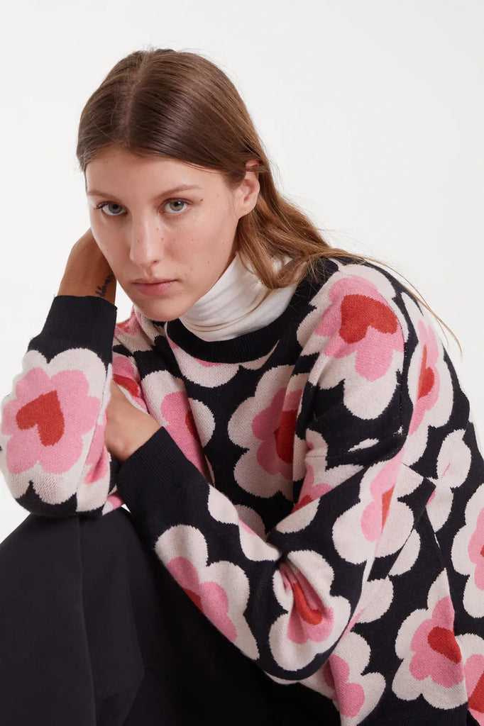 Compania Fantastica Jacquard Knit Sweater- Sweetheart Print
