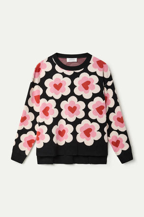 Compania Fantastica Jacquard Knit Sweater- Sweetheart Print