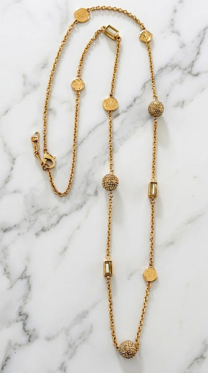 Envy Long Diamante & Crystal Necklace - Gold