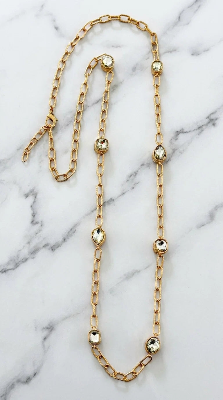 Envy Long Gold Gemstone Necklace