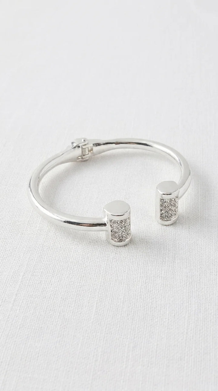 Envy Silver bangle with diamante barrel detail