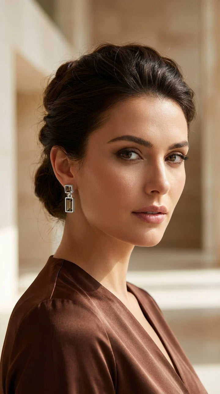 Envy Silver Grey Crystal Drop Earrings