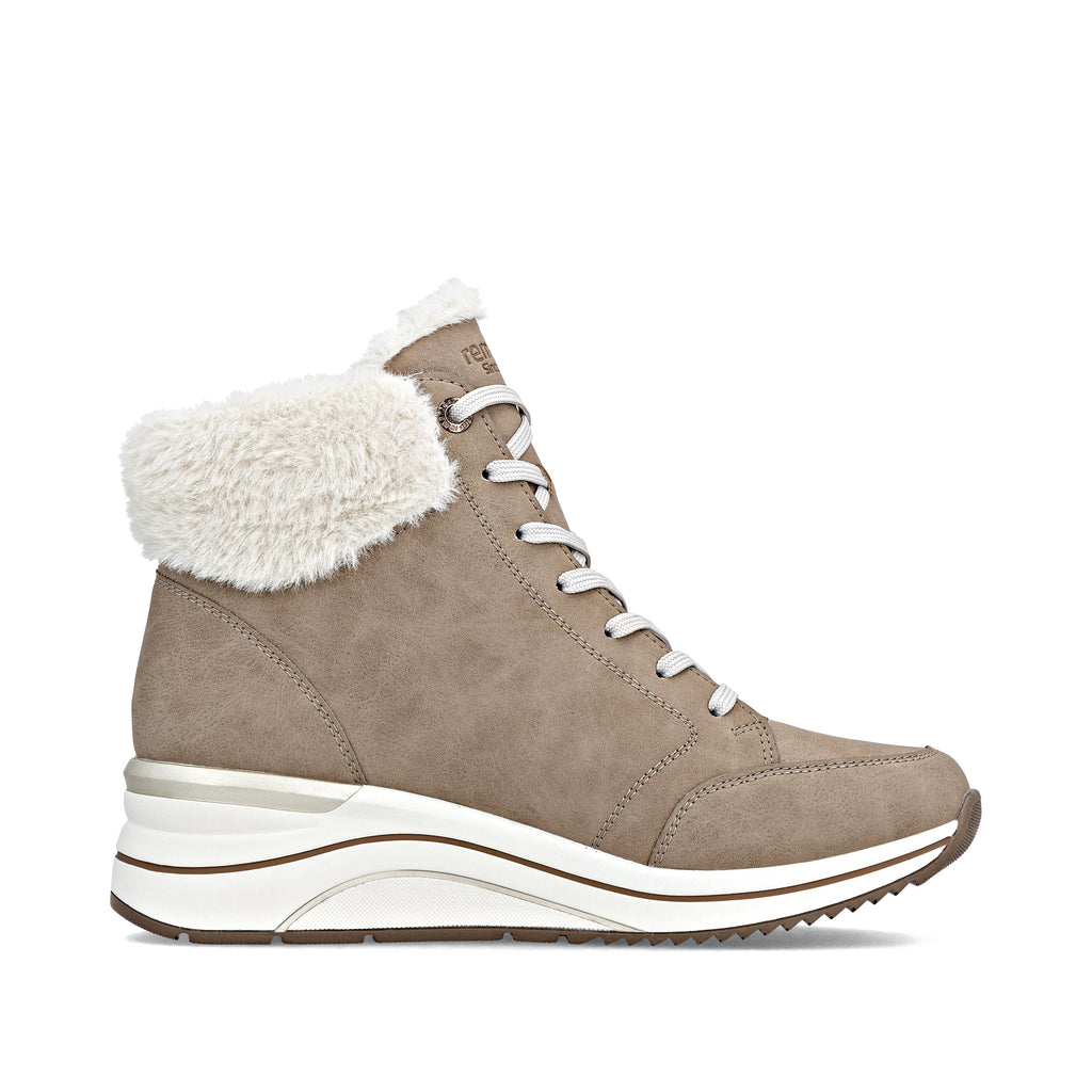 Remonte Brown Beige Suede Lace Up Boots