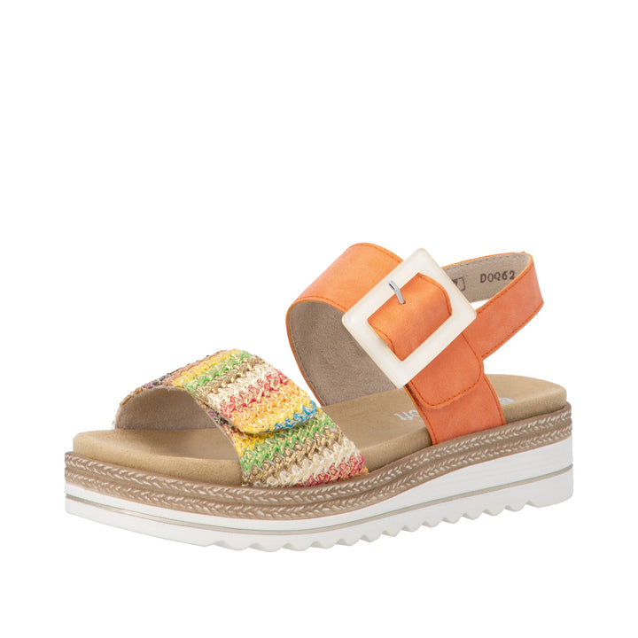 Remonte Wedge Sandal- Orange Metallic
