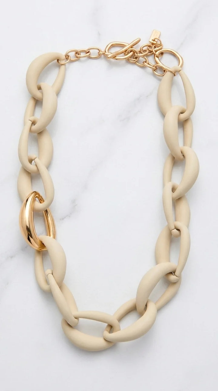 Envy Chunky Resin Link Necklace - Cream