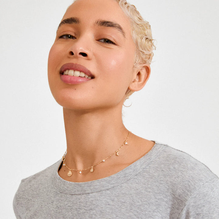 Pilgrim Mylan Charm Necklace, Gold-Plated