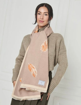 Elie Beaumont Peach & Sand Feather Luxury Scarf