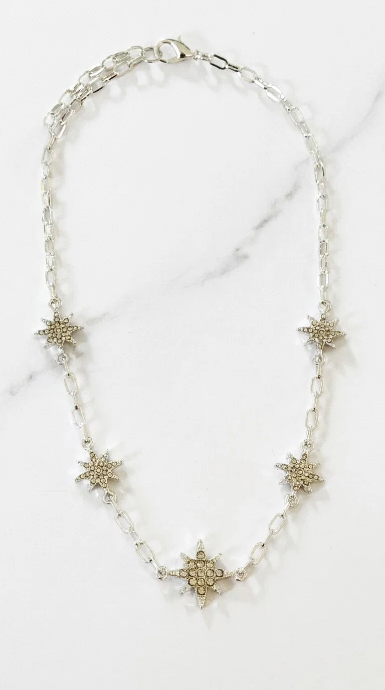 Envy Diamante Star Necklace - Silver