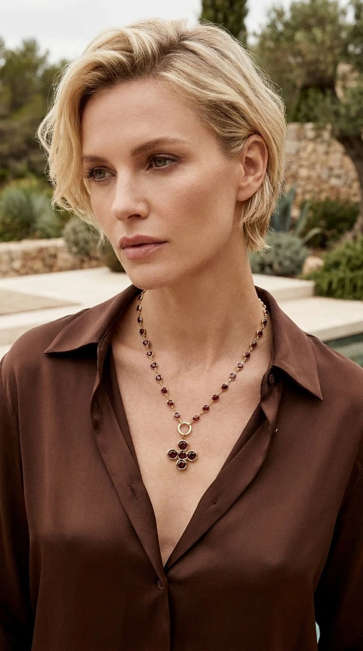 Envy Clover Stone Necklace - Plum