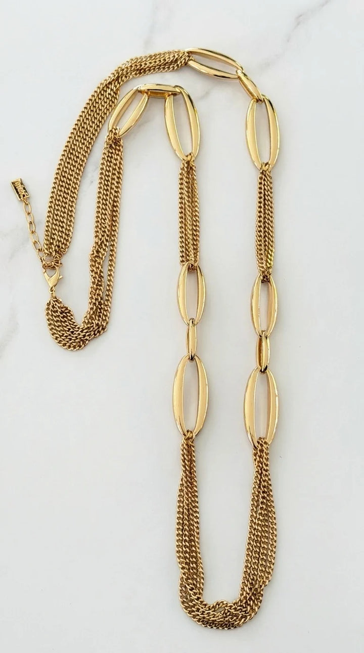 Envy Multi‑Chain Oval Link Necklace - Gold