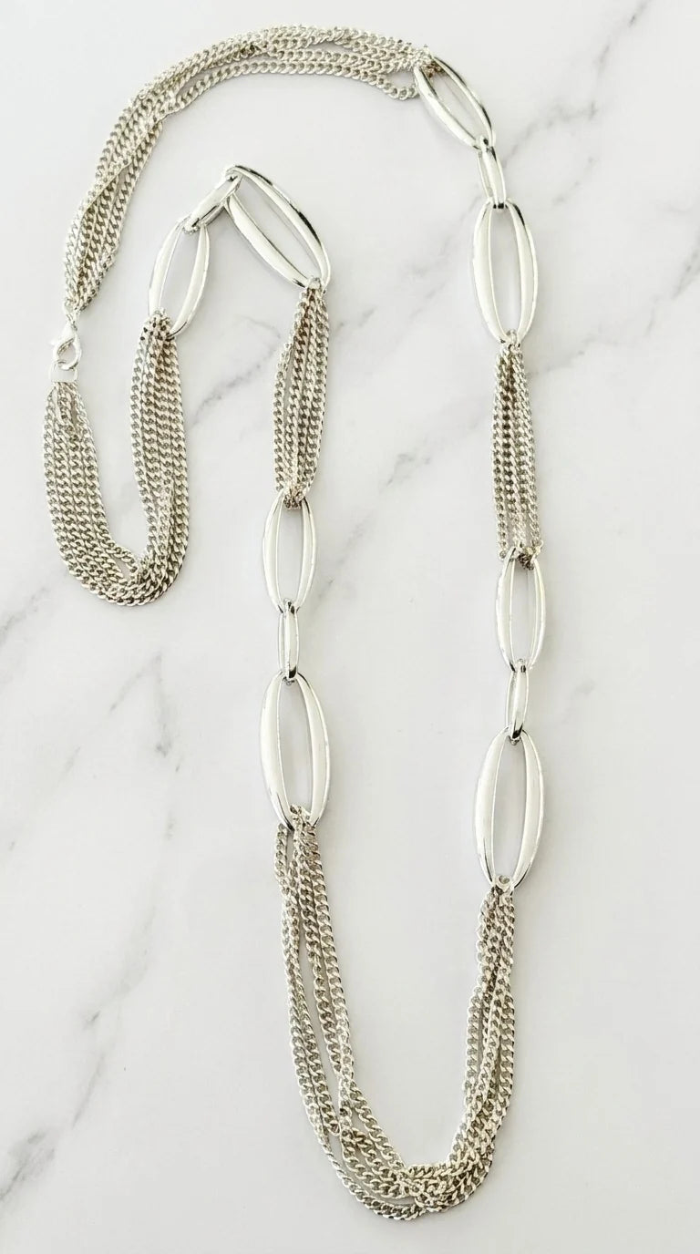 Envy Multi‑Chain Oval Link Necklace - Silver