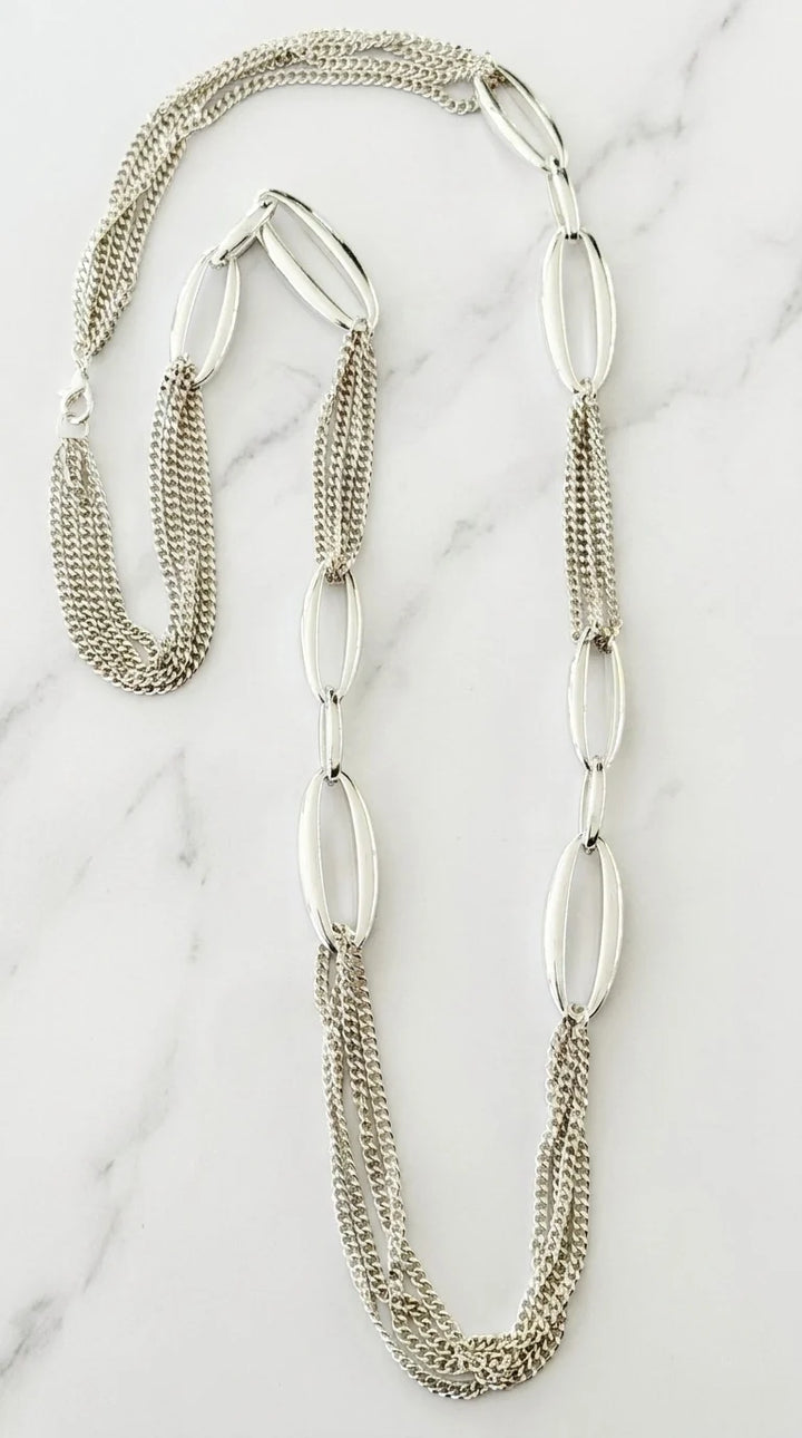 Envy Multi‑Chain Oval Link Necklace - Silver