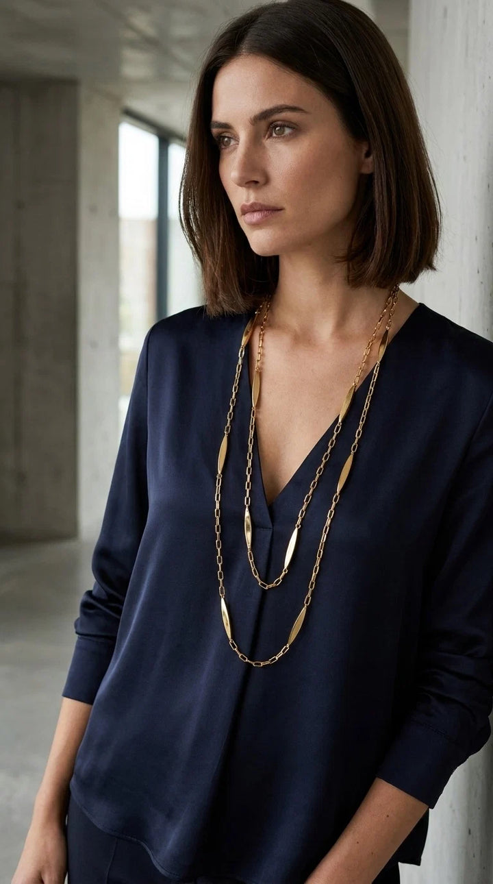 Envy Link Necklace with Bar - Gold