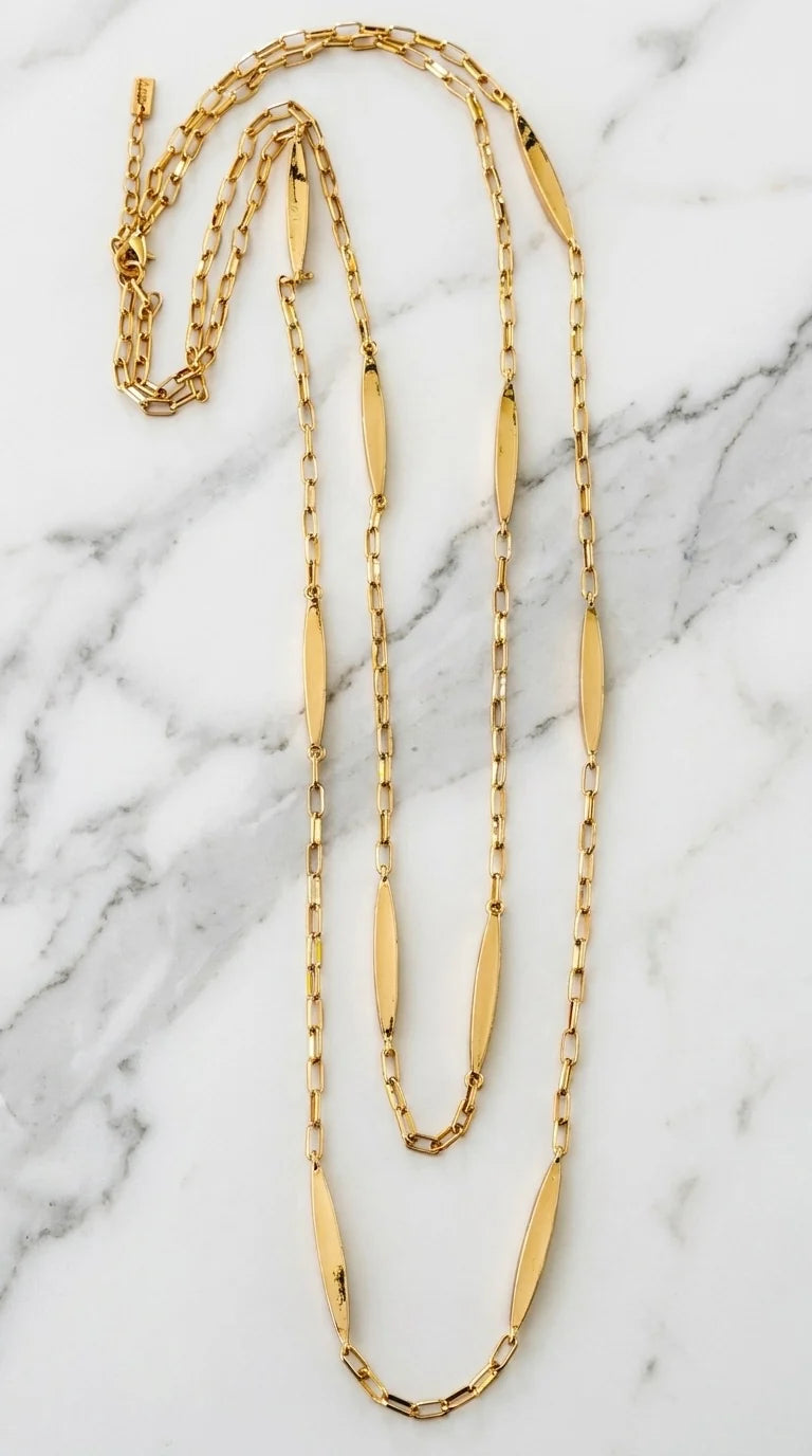 Envy Link Necklace with Bar - Gold