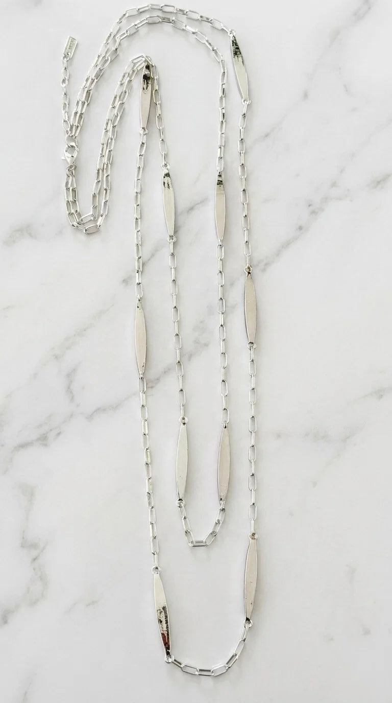 Envy Link Necklace with Bar - Silver