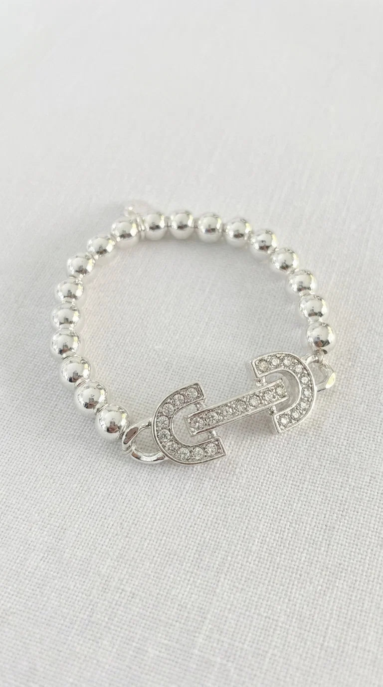 Envy Silver Horsebit Diamante Bracelet