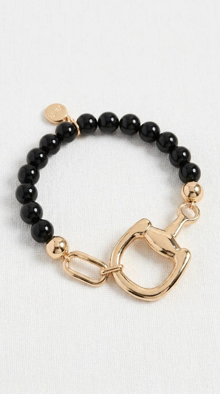 Envy Black Bead Horsebit Bracelet