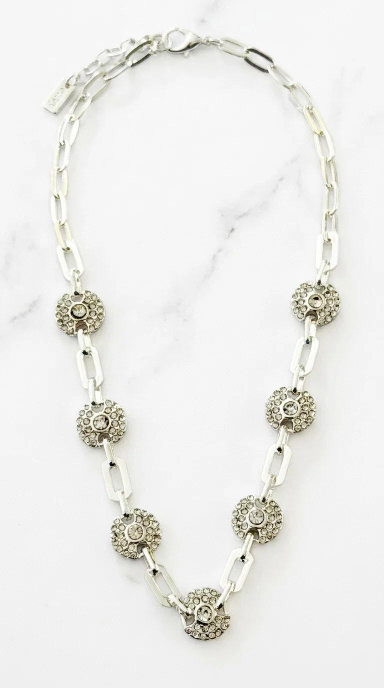 Envy Diamante Circle Link Necklace - Silver