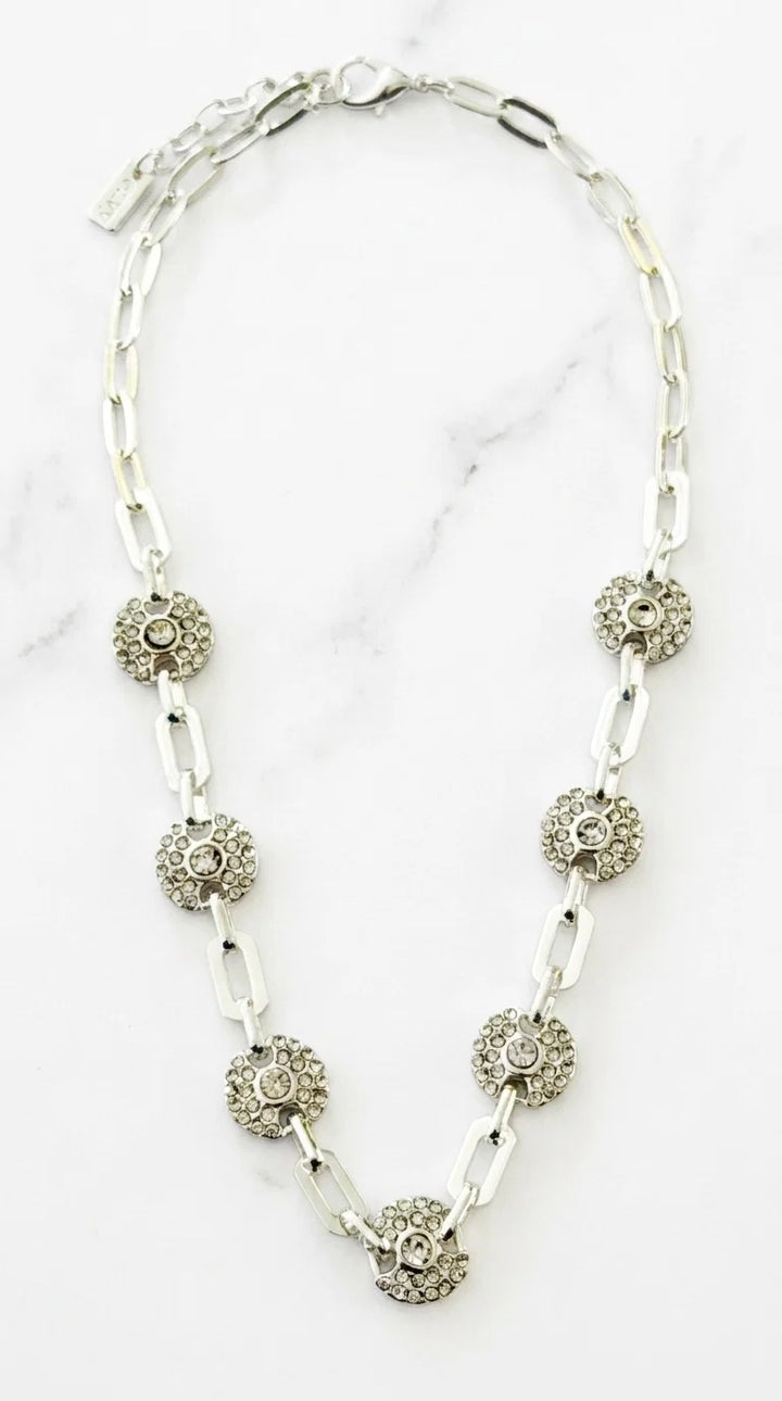 Envy Diamante Circle Link Necklace - Silver