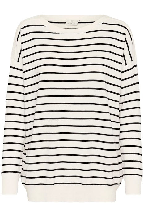 Kaffe Lizza Boat Neck Pullover- Chalk/Black stripe