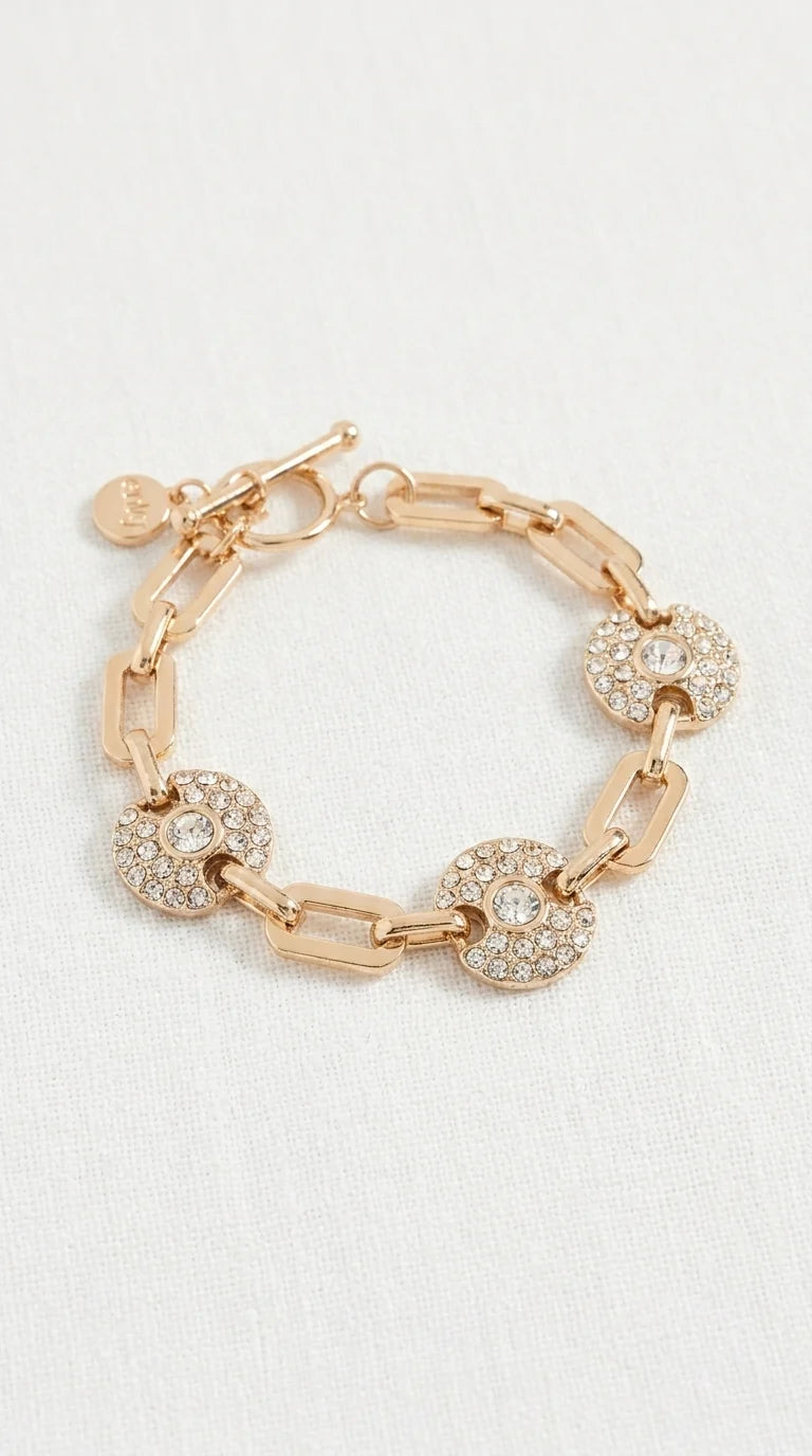 Envy Gold Diamante Circle Link Bracelet