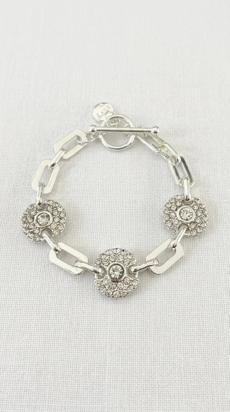 Envy Silver Diamante Circle Link Bracelet