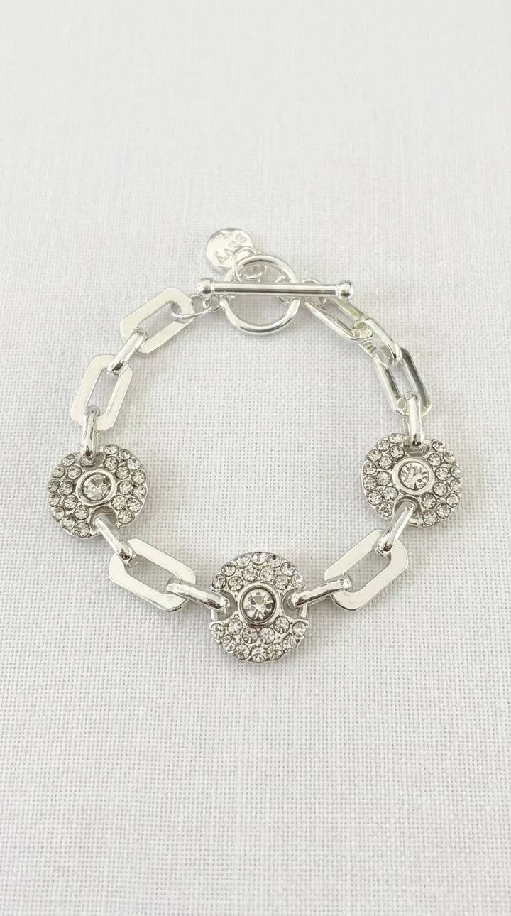 Envy Silver Diamante Circle Link Bracelet