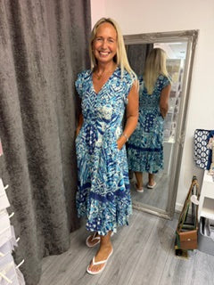 Stella Blue Patterned Maxi Dress