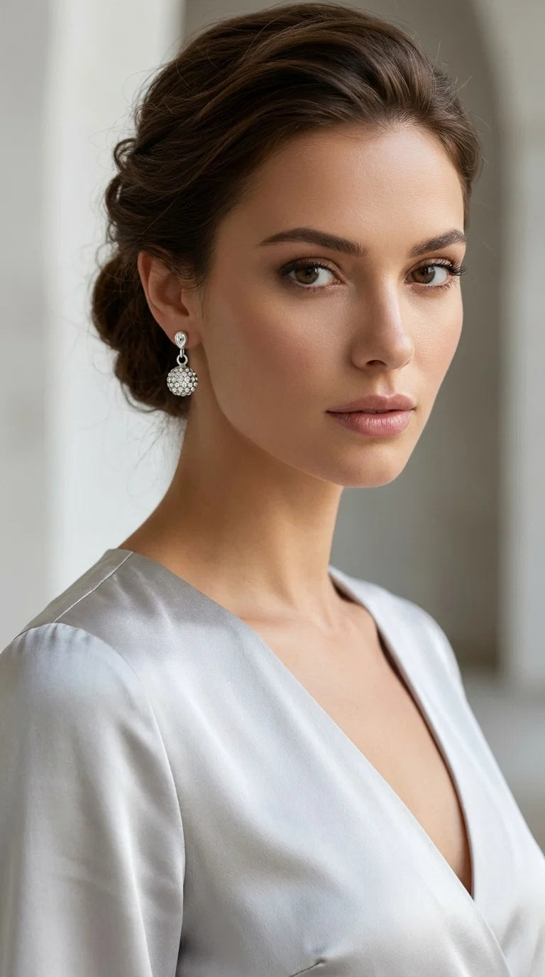 Envy Silver Diamante Ball Drop Earrings
