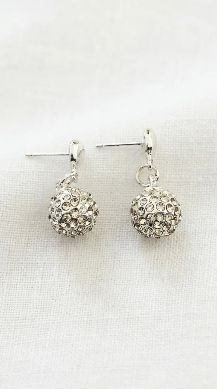 Envy Silver Diamante Ball Drop Earrings