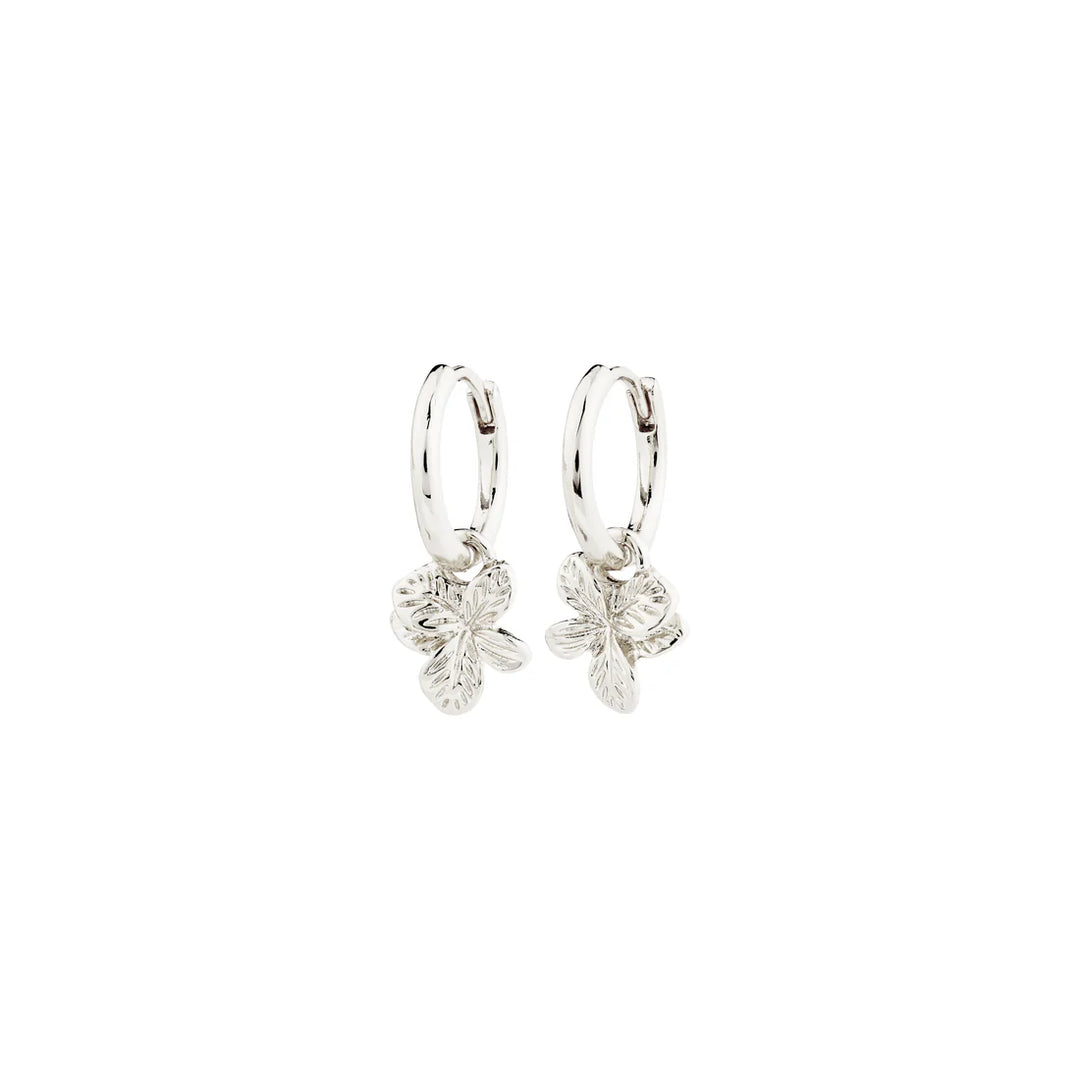 Pilgrim Charmaine Flower Hoop Earrings, Silver-Plated