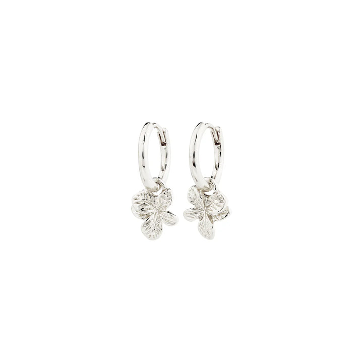 Pilgrim Charmaine Flower Hoop Earrings, Silver-Plated