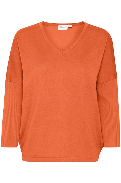 Saint Tropez Mila V Neck Pullover - Tiger Lily