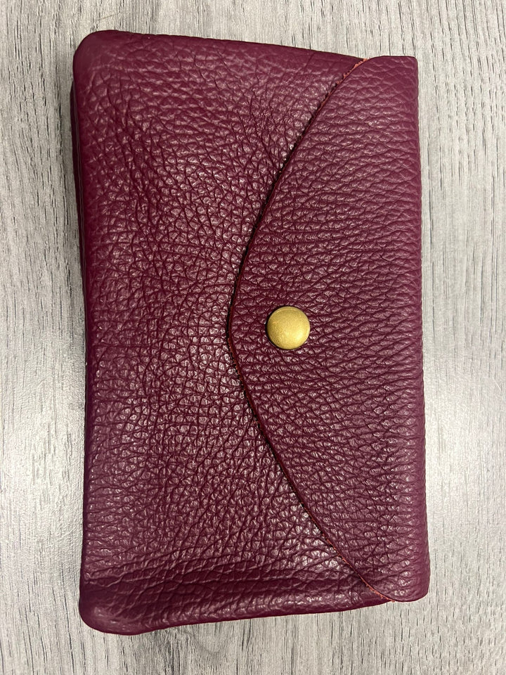 Italian leather button purse- large