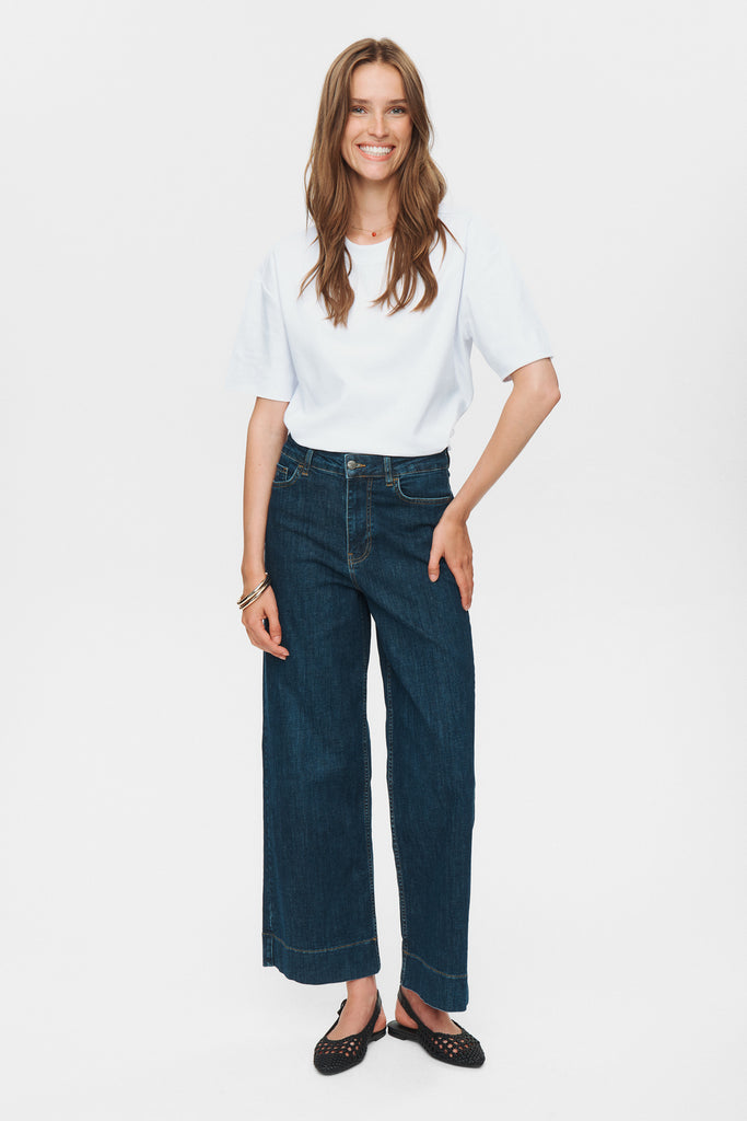 Dark Blue Paris Cropped Jeans
